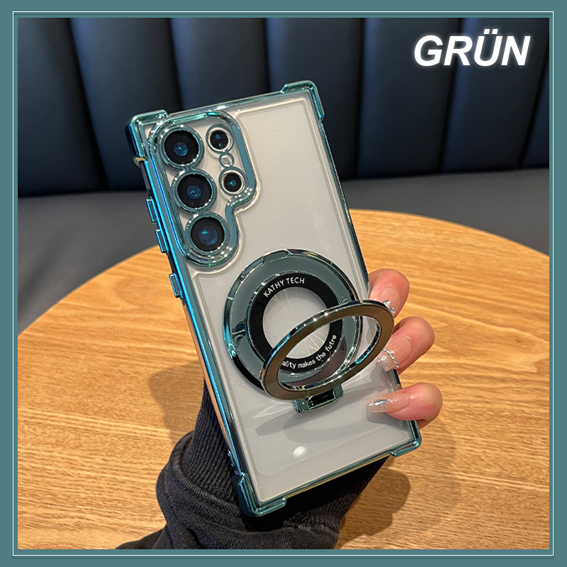 Electroplating four-corner airbag magnetic bracket mobile phone case