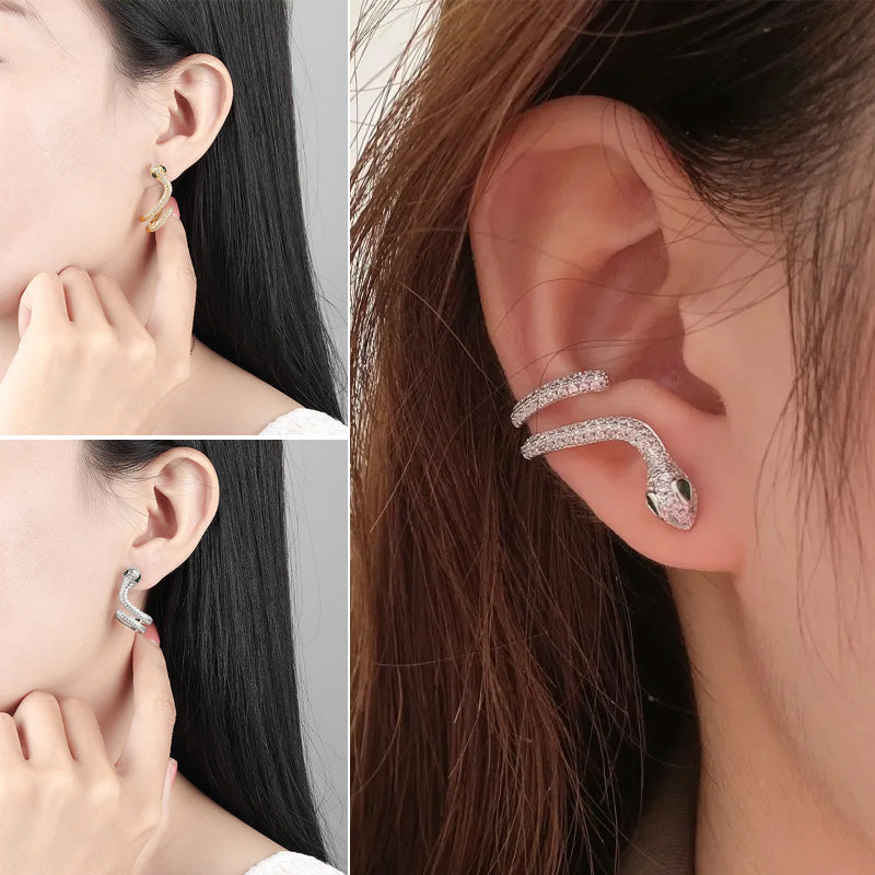 Smart Snake-Shaped Silver Ear Clip ๐