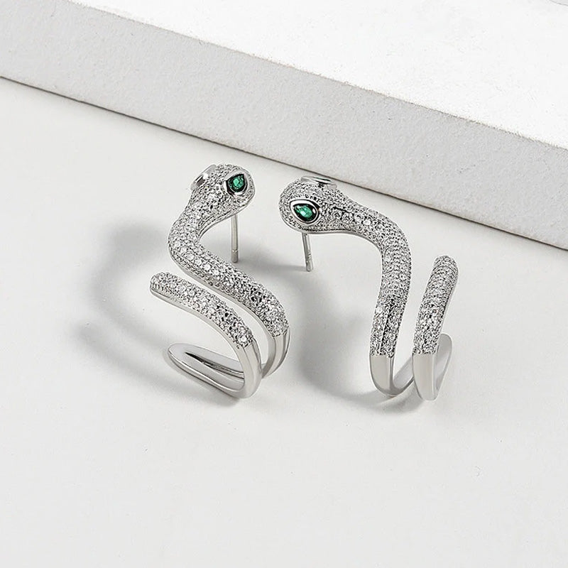 Smart Snake-Shaped Silver Ear Clip ๐