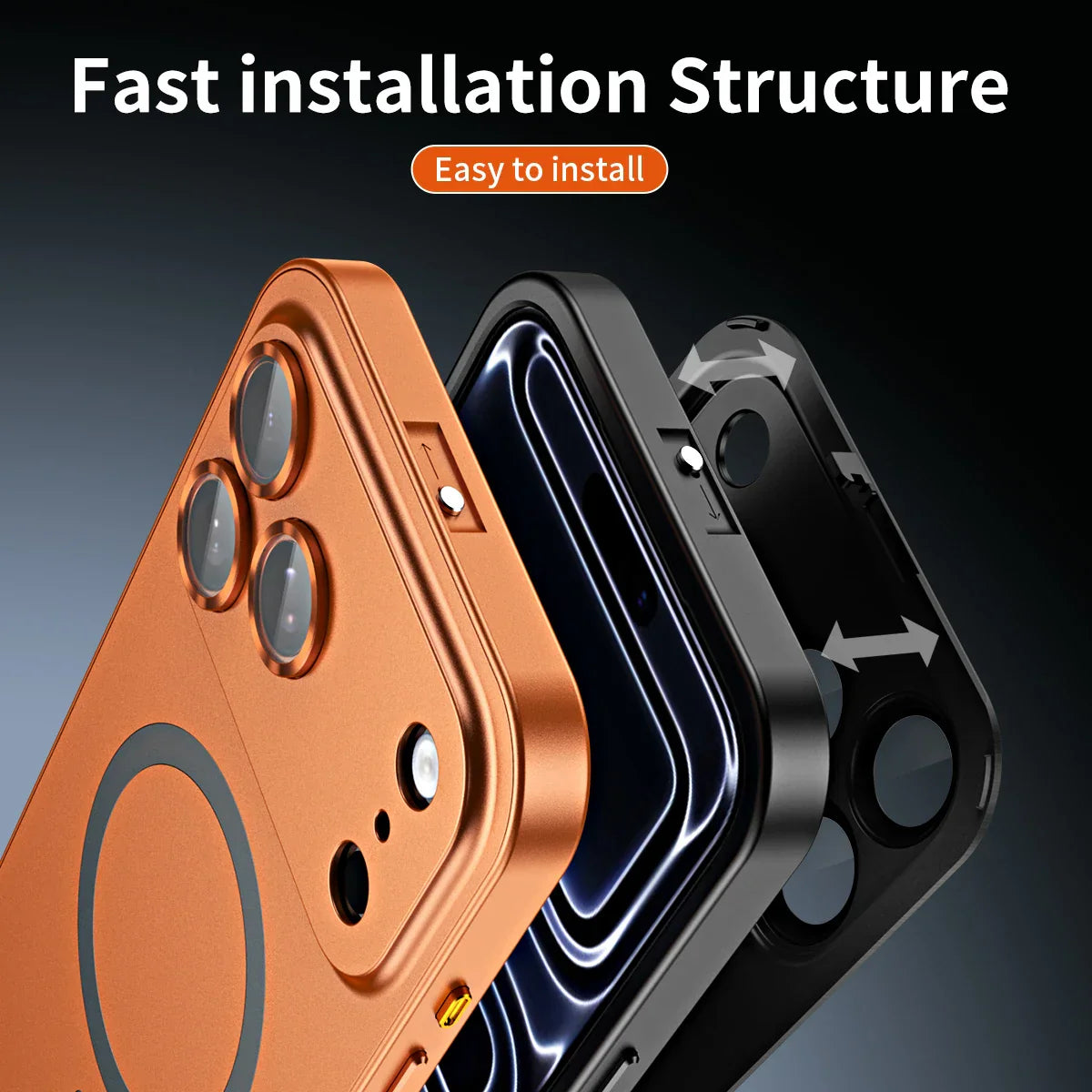 Magnetic Metal Frame Snap-On Case For iPhone