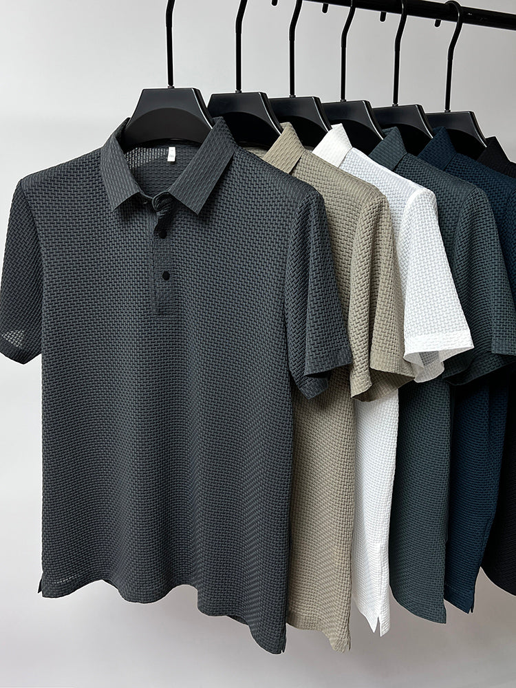 Men'S Ice Silk Breathable Slim Business Short-Sleeved