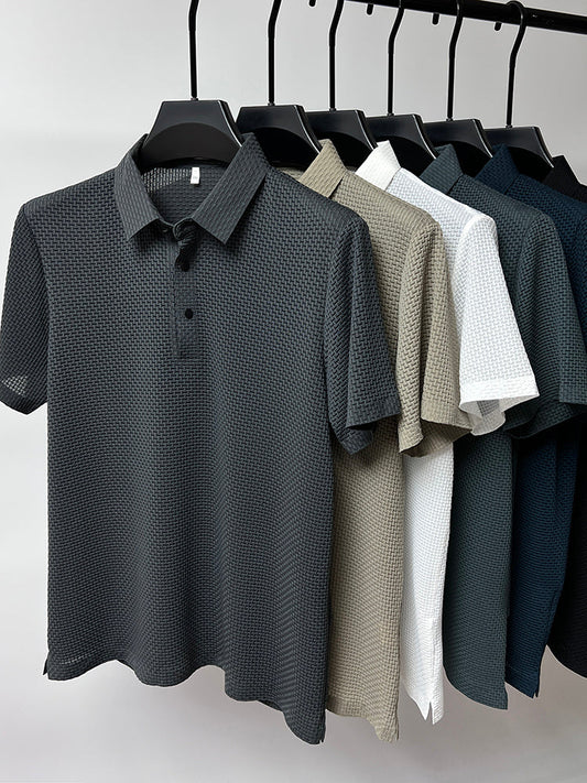 Men'S Ice Silk Breathable Slim Business Short-Sleeved
