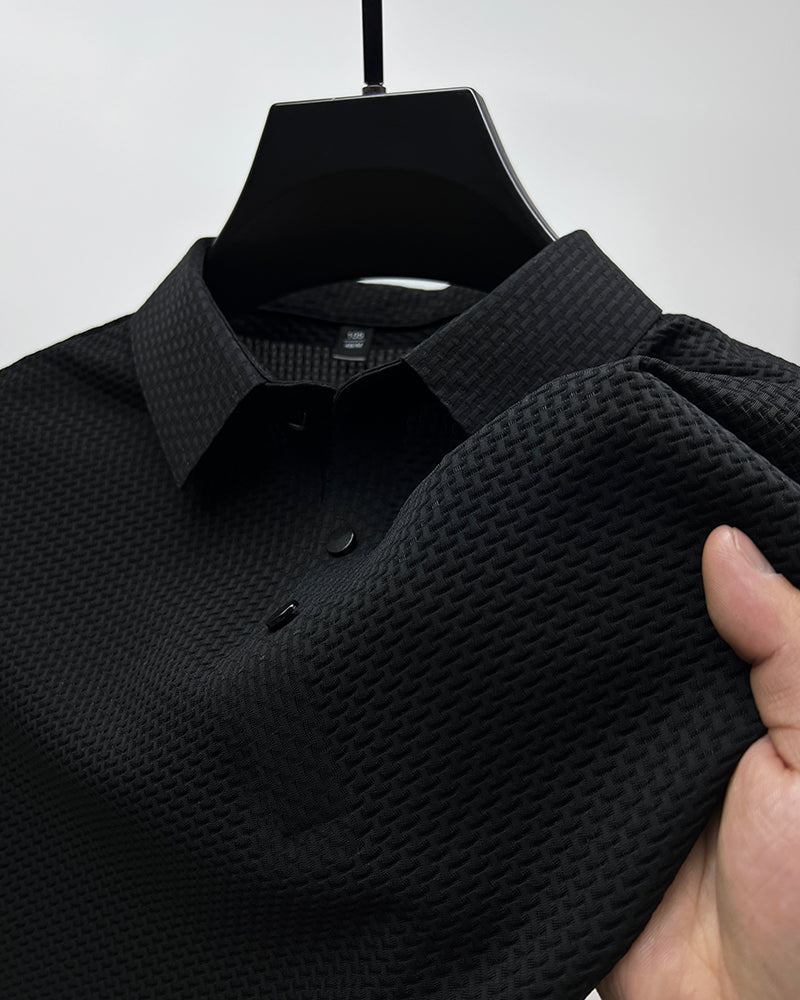 Men'S Ice Silk Breathable Slim Business Short-Sleeved