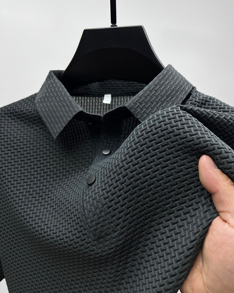 Men'S Ice Silk Breathable Slim Business Short-Sleeved
