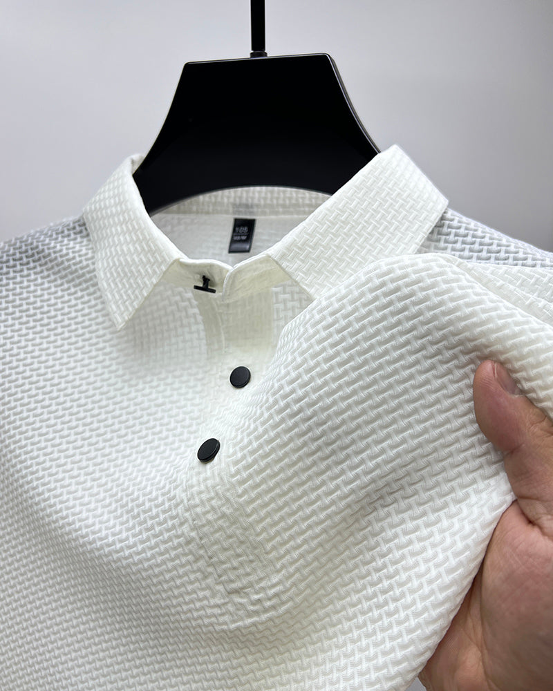 Men'S Ice Silk Breathable Slim Business Short-Sleeved