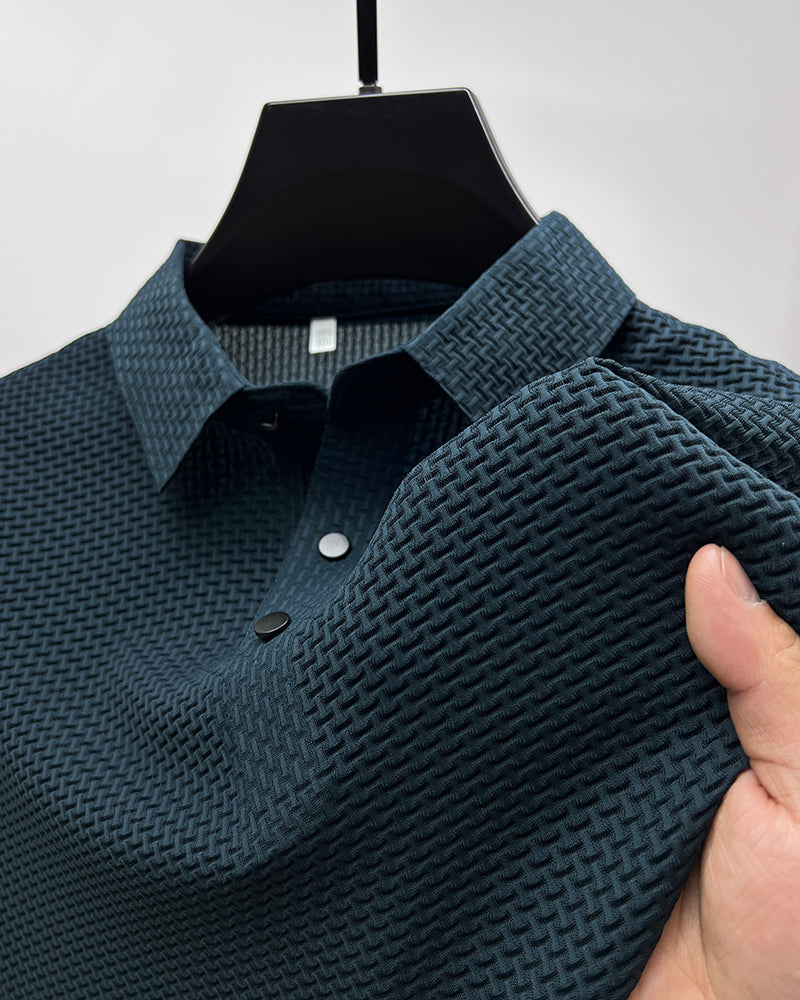 Men'S Ice Silk Breathable Slim Business Short-Sleeved