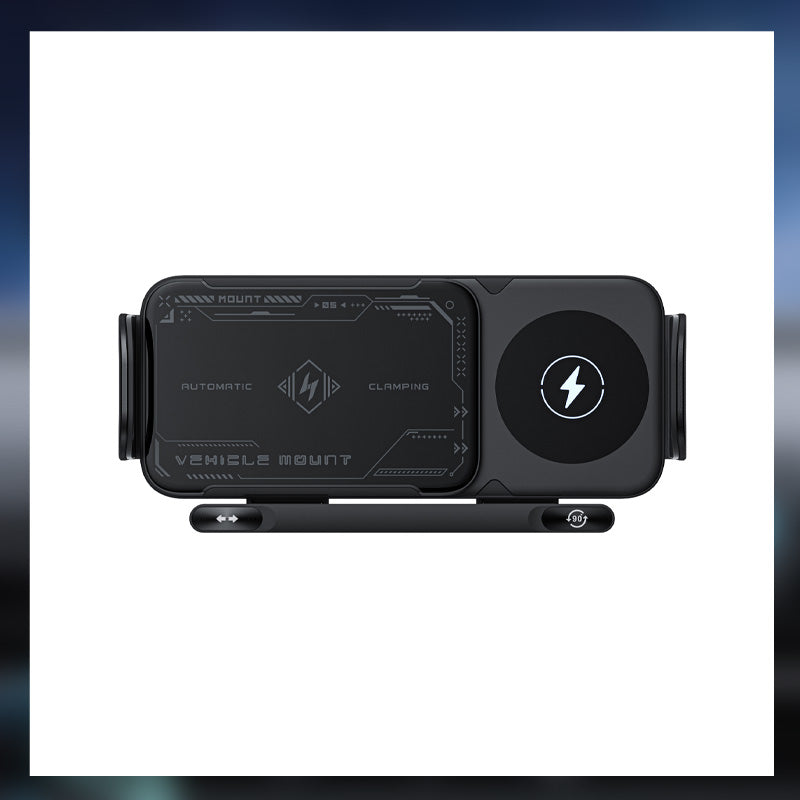 Retractable 360° rotating electric wireless car phone holder