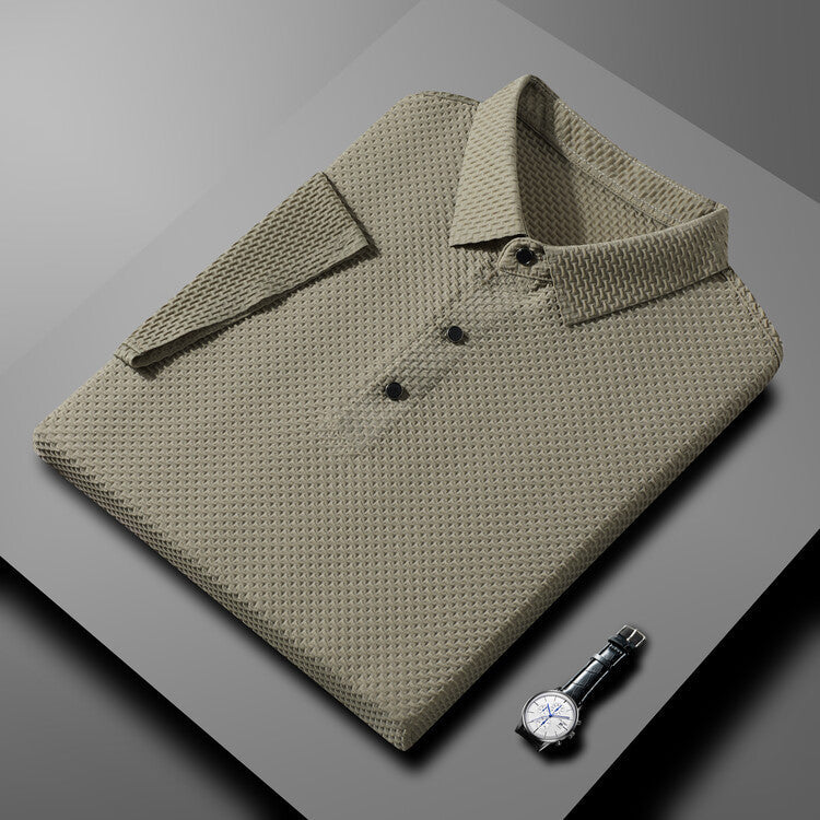 Men'S Ice Silk Breathable Slim Business Short-Sleeved