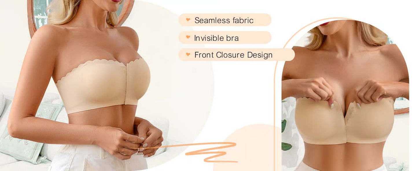 🤩Front-clasp strapless thin invisible push-up bra - A sexy must-have💃
