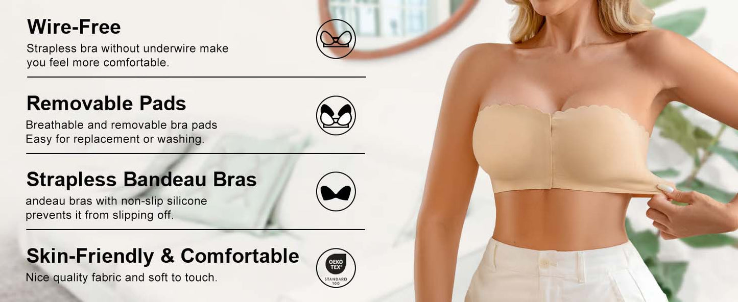 🤩Front-clasp strapless thin invisible push-up bra - A sexy must-have💃
