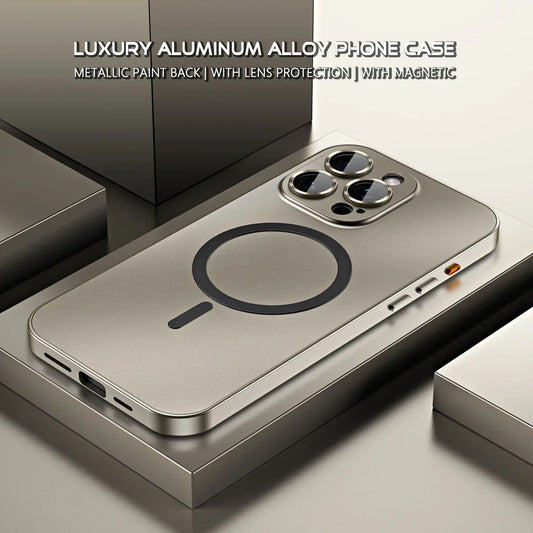 Simple metal magnetic phone case for iPhone