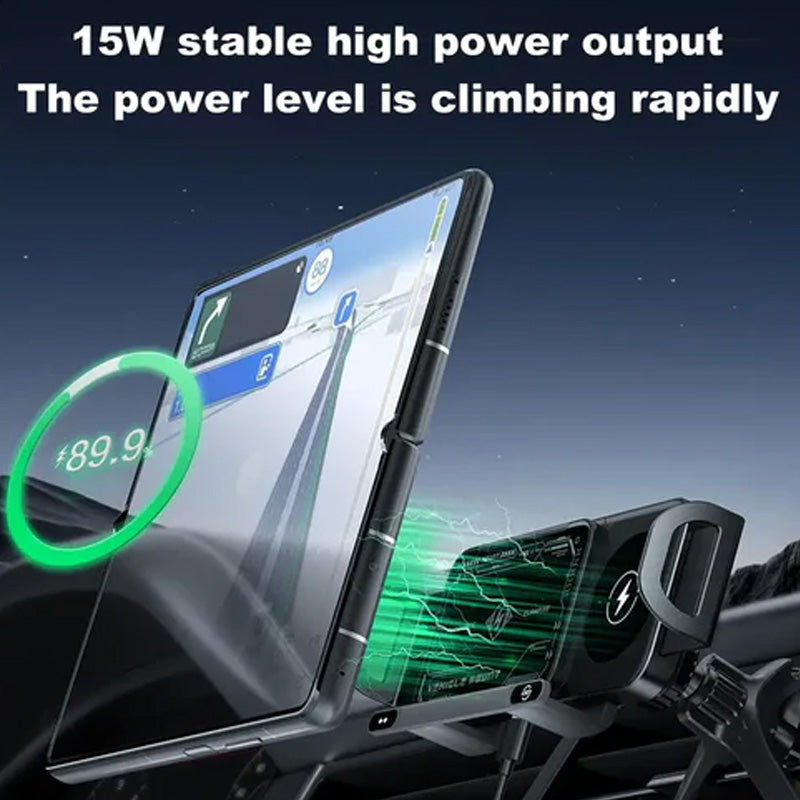 Retractable 360° rotating electric wireless car phone holder