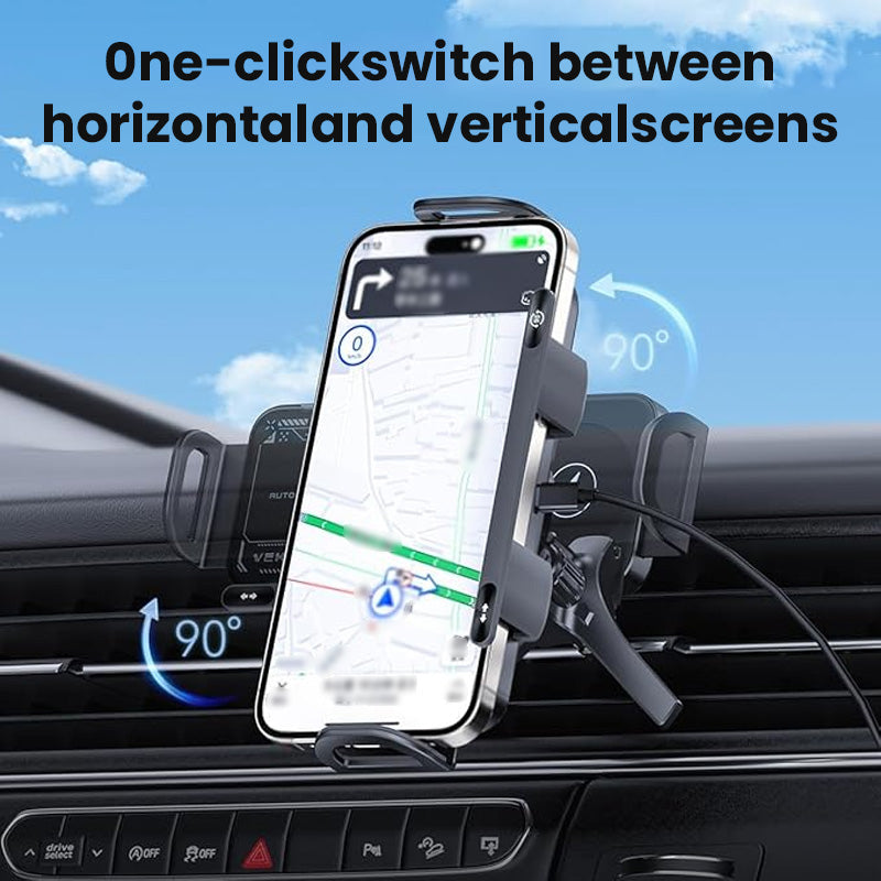 Retractable 360° rotating electric wireless car phone holder