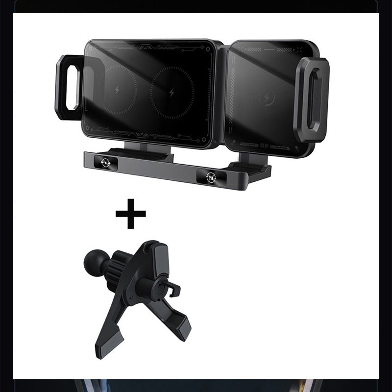 Retractable 360° rotating electric wireless car phone holder