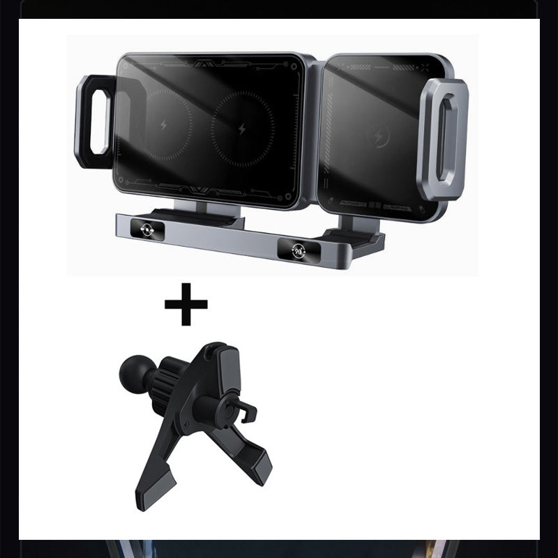 Retractable 360° rotating electric wireless car phone holder