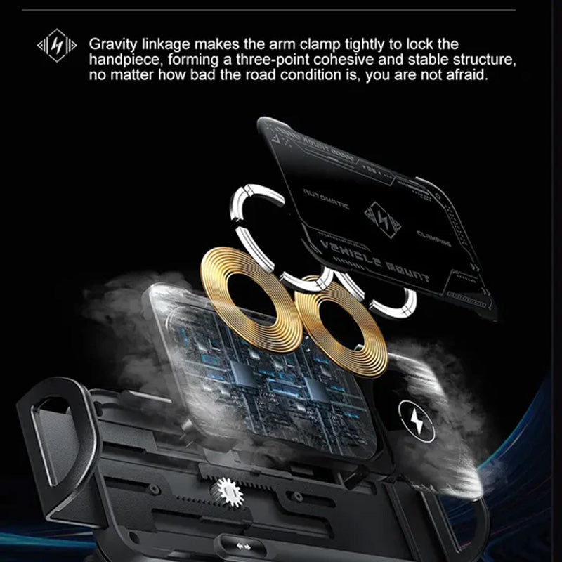 Retractable 360° rotating electric wireless car phone holder