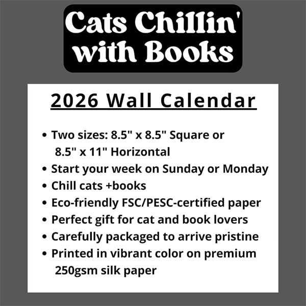 🔥Last Day 49% OFF - 😻🗓️Cats Chillin' with Books 2026 Wall Calendar